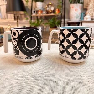 Paul Mitchell 2 Piece‎ Coffee Mugs Black
White Statement Pattern